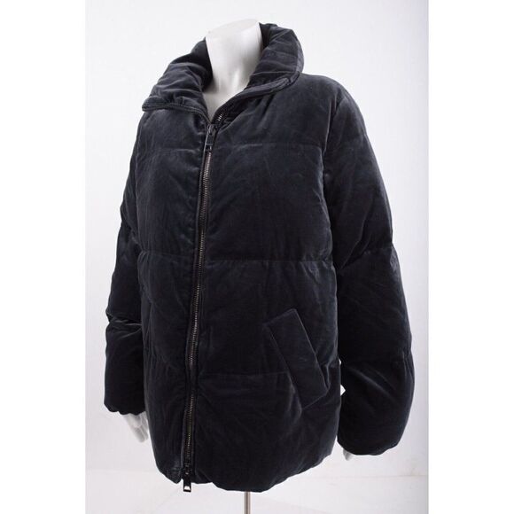 Massimo Dutti Womens Moleskin Jacket Quited Coat Blue L Large 6718/734 NWT - Picture 3 of 7